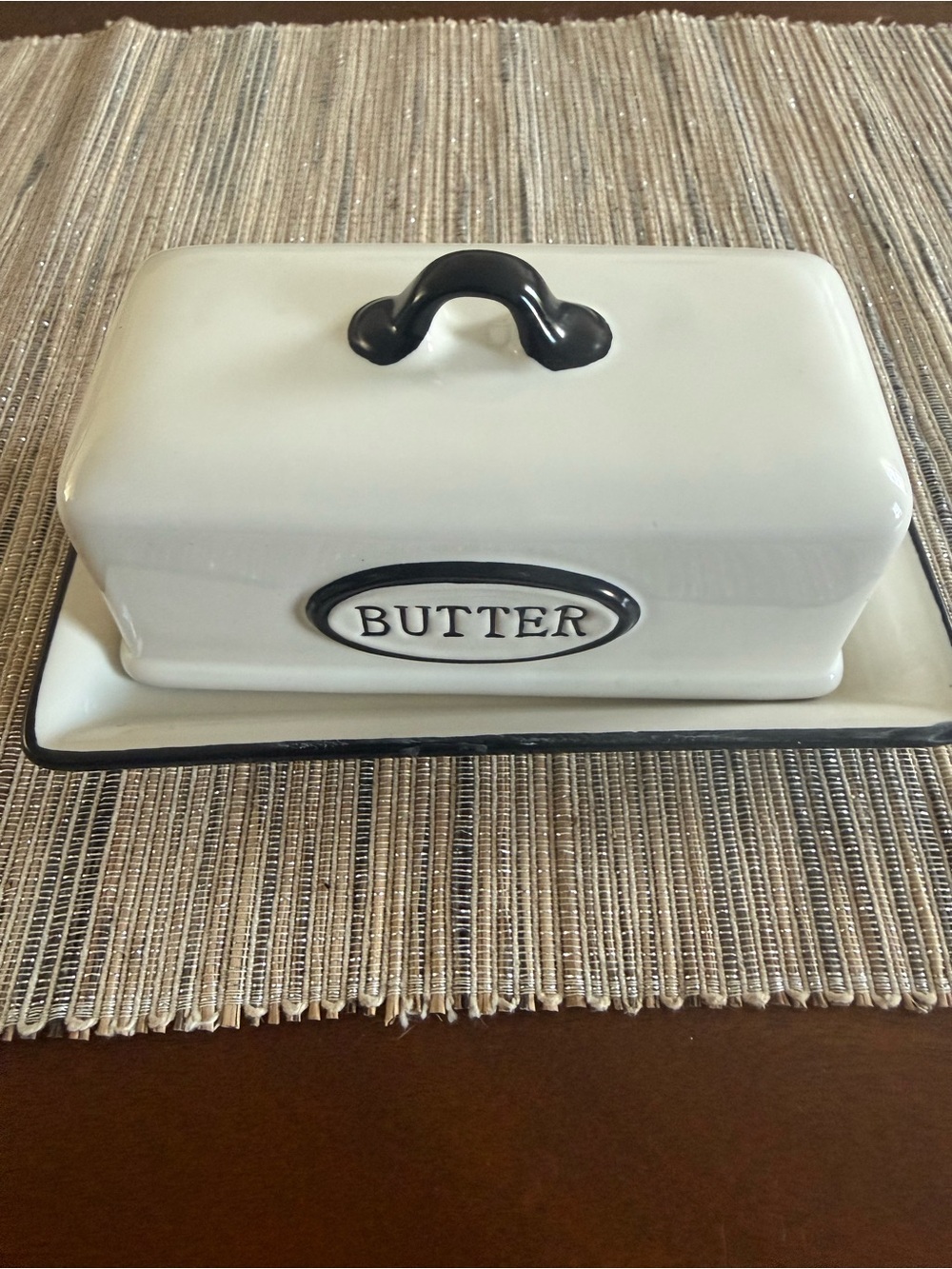 Classic Butter Dish with Black Trim